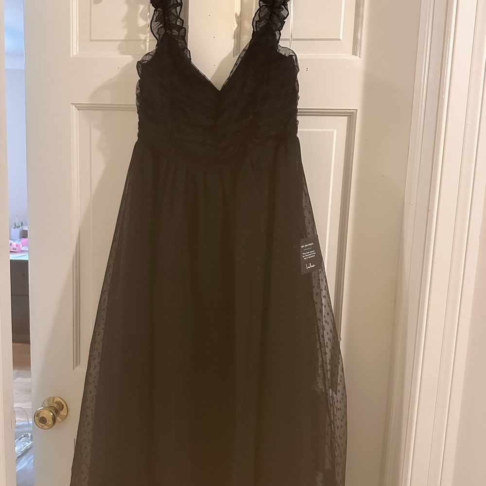 Lulu's Black Sheer Polka Dot Dress
